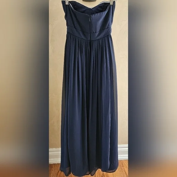 Jenny Yoo Navy Strapless Chiffon Maxi Formal Gown Dress-Size 4 - Picture 2 of 12